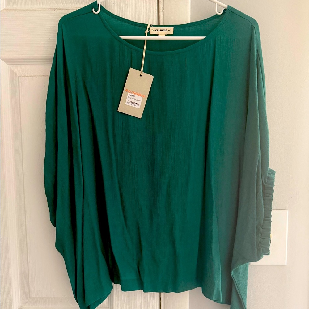 Eesome Teal Draped Blouse